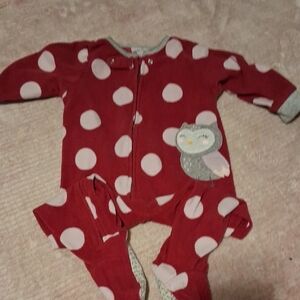 Carter's Red and White Polka Dot Footie with Owl